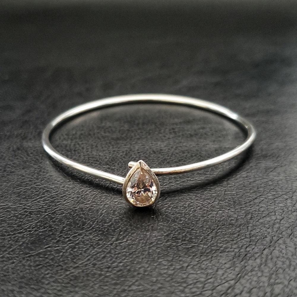 Teardrop Solitaire Hook Bangle Bracelet - image 5